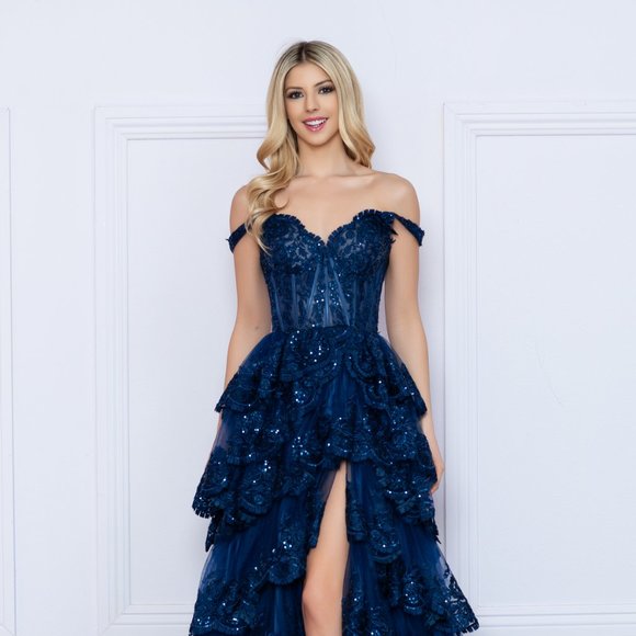 NOX Dresses & Skirts - NEW FORMAL SLEEVELESS SWEETHEART NECK RUFFLED TULLE GOWN W/ FLORAL LACE NX R1299